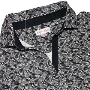 Coton Doux Paris Zebra Print Polo Womens Size 5 Short Sleeve‎ Cotton Shirt